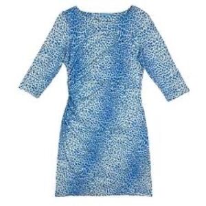J. McLaughlin Sage Catalina Blue Leopard Print Dress Medium Worn once!